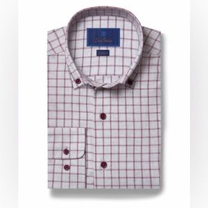 David Donahue Gray Melange Check Trim Fit Shirt for Men